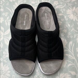 Easy Spirit Women's Black and Gray Slide Sandals Size 8.5 M